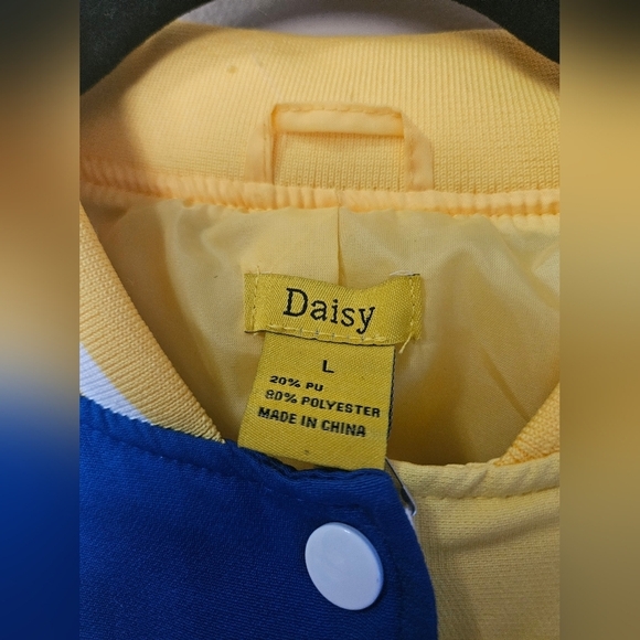 NWD Daisy Women's Size L Bomber Jacket Faux Leatger Sleeves - Picture 3 of 6